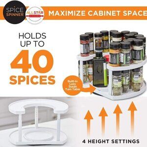 All Star Kitchen Spice Spinner Organize 4 Heights 40 Spices Brand New